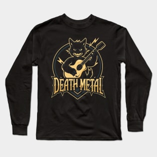 Death Metal Satanic Baphomet Cat playing guitar Long Sleeve T-Shirt